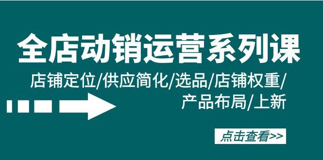 （9845期）全店·动销运营系列课：店铺定位/供应简化/选品/店铺权重/产品布局/上新-讯领网创