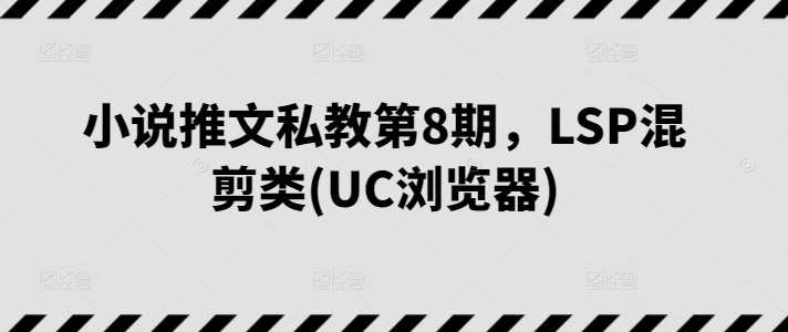 小说推文私教第8期，LSP混剪类(UC浏览器)-讯领网创