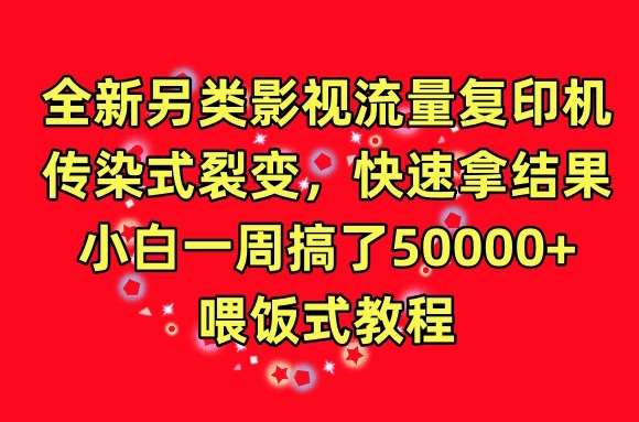 全新另类影视流量复印机，传染式裂变，快速拿结果，小白一周搞了50000+，喂饭式教程【揭秘】-讯领网创