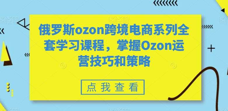 俄罗斯ozon跨境电商系列全套学习课程，掌握Ozon运营技巧和策略-讯领网创