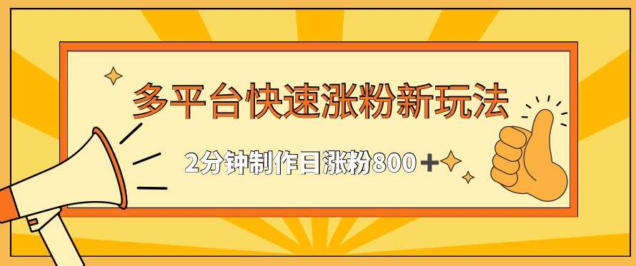 多平台快速涨粉最新玩法，2分钟制作，日涨粉800+【揭秘】-讯领网创