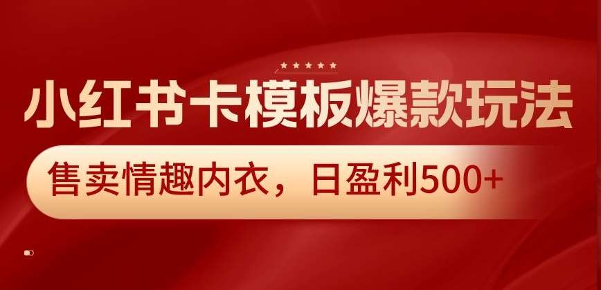 小红书卡模板爆款玩法，售卖情趣内衣，日盈利500+【揭秘】-讯领网创