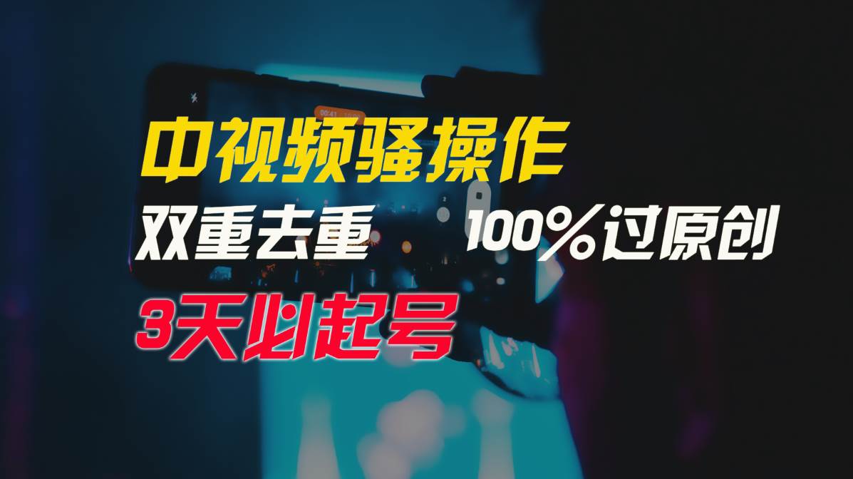 中视频骚操作，双重去重100%过原创，3天比必起号，简单无脑，月入3W+-讯领网创