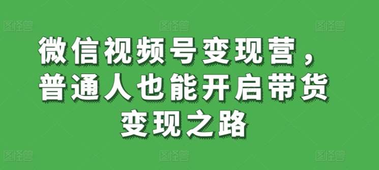 微信视频号变现营，普通人也能开启带货变现之路-讯领网创