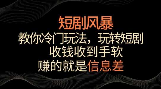 短剧风暴，教你冷门玩法，玩转短剧，收钱收到手软【揭秘】-讯领网创