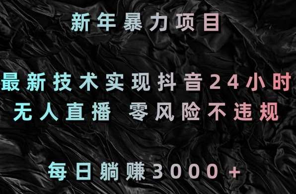 新年暴力项目，最新技术实现抖音24小时无人直播，零风险不违规，每日躺赚3000＋【揭秘】-讯领网创