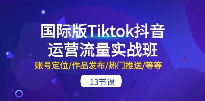 （10712期）国际版Tiktok抖音运营流量实战班：账号定位/作品发布/热门推送/等等-13节-讯领网创