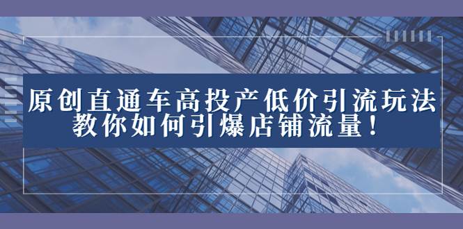 2023直通车高投产低价引流玩法，教你如何引爆店铺流量！-讯领网创