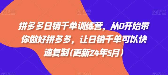 拼多多日销千单训练营，从0开始带你做好拼多多，让日销千单可以快速复制(更新24年5月)-讯领网创