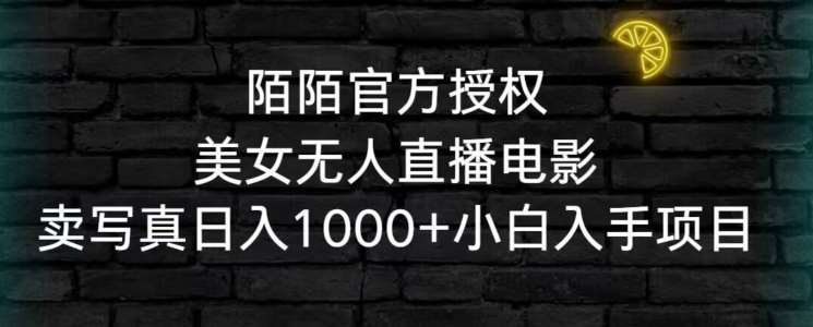 陌陌官方授权美女无人直播电影，卖写真日入1000+小白入手项目【揭秘】-讯领网创