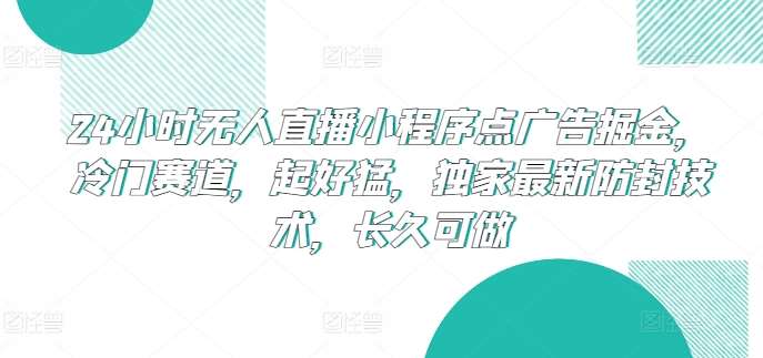 24小时无人直播小程序点广告掘金，冷门赛道，起好猛，独家最新防封技术，长久可做【揭秘】-讯领网创