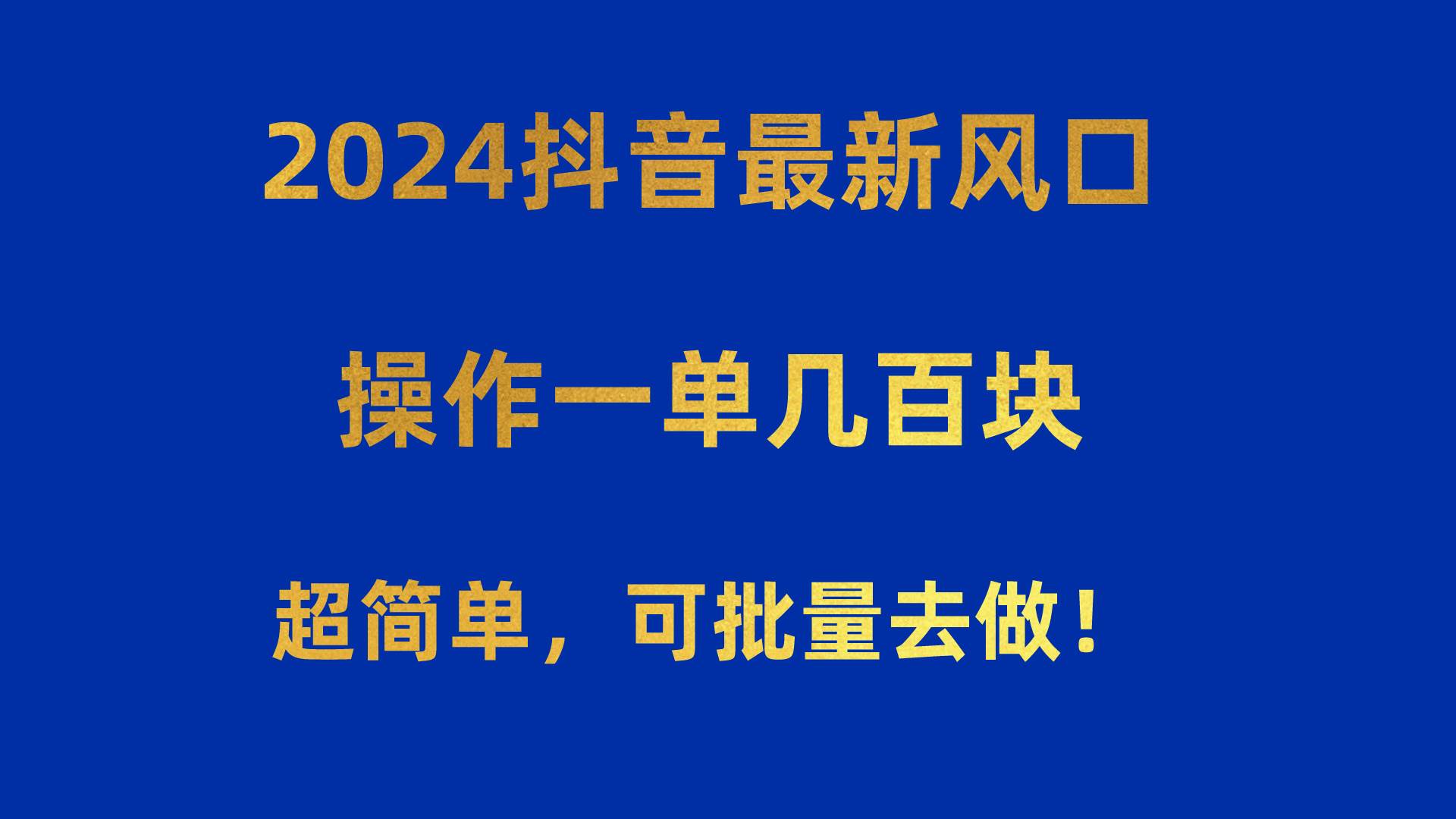 2024抖音最新风口！操作一单几百块！超简单，可批量去做！！！-讯领网创