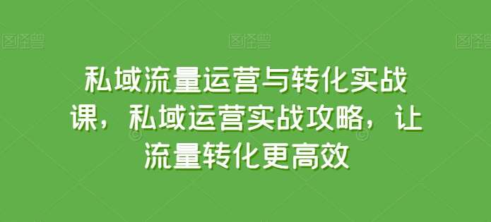 私域流量运营与转化实战课，私域运营实战攻略，让流量转化更高效-讯领网创