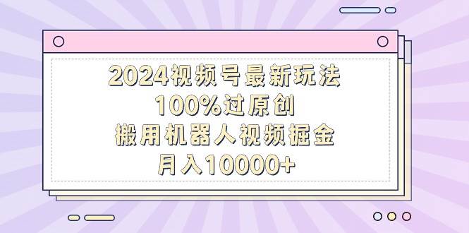 2024视频号最新玩法，100%过原创，搬用机器人视频掘金，月入10000+-讯领网创