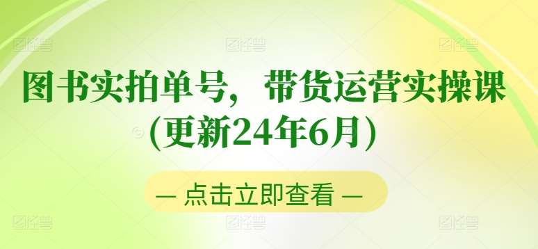 图书实拍单号，带货运营实操课(更新24年6月)，0粉起号，老号转型，零基础入门+进阶-讯领网创