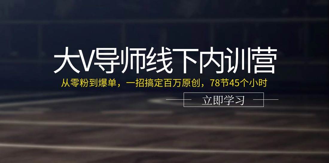 大V导师线下内训营：从零粉到爆单，一招搞定百万原创（78节45个小时）-讯领网创