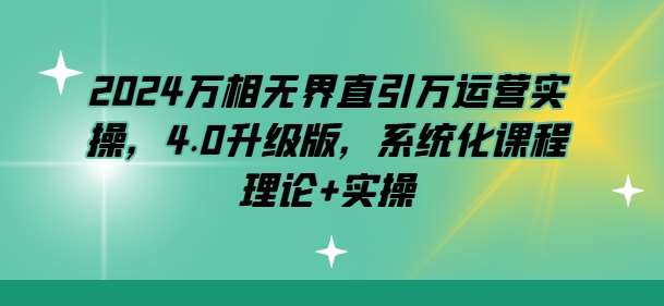 2024万相无界直引万运营实操，4.0升级版，系统化课程 理论+实操-讯领网创