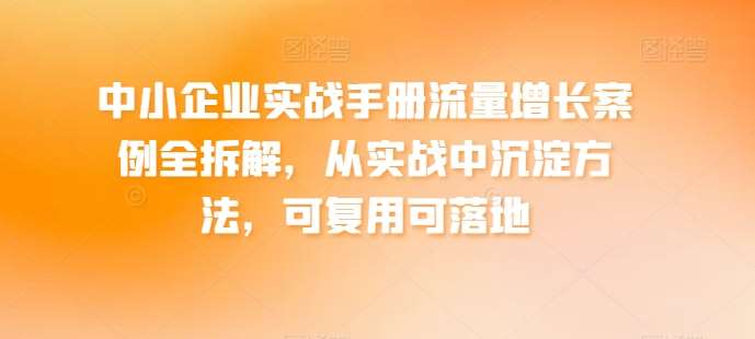 中小企业实战手册流量增长案例全拆解，从实战中沉淀方法，可复用可落地-讯领网创