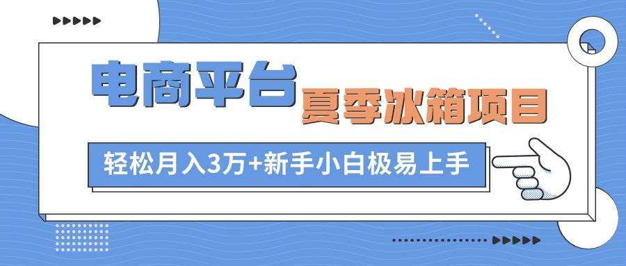 （10934期）电商平台夏季冰箱项目，轻松月入3万+，新手小白极易上手-讯领网创