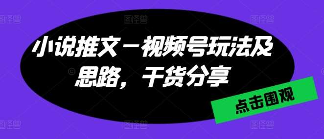 小说推文—视频号玩法及思路，干货分享-讯领网创