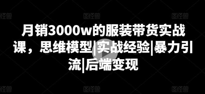 月销3000w的服装带货实战课，思维模型|实战经验|暴力引流|后端变现-讯领网创