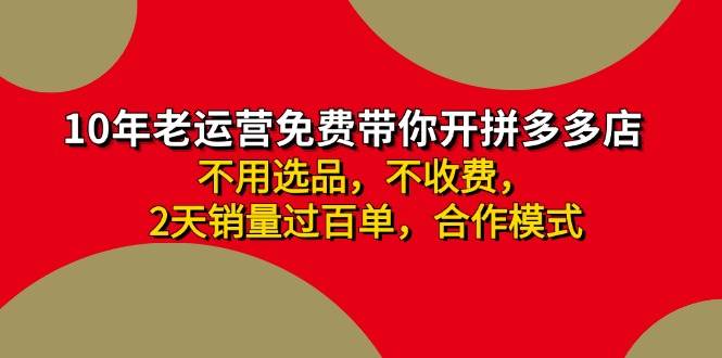 （11853期）拼多多 最新合作开店日收4000+两天销量过百单，无学费、老运营代操作、…-讯领网创