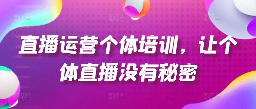 直播运营个体培训，让个体直播没有秘密，起号、货源、单品打爆、投流等玩法-讯领网创