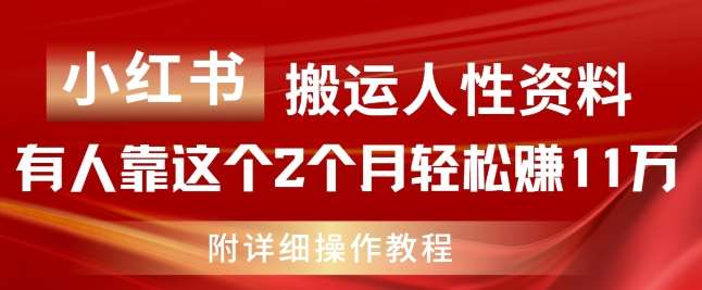 小红书搬运人性资料，有人靠这个2个月轻松赚11w，附教程【揭秘】-讯领网创