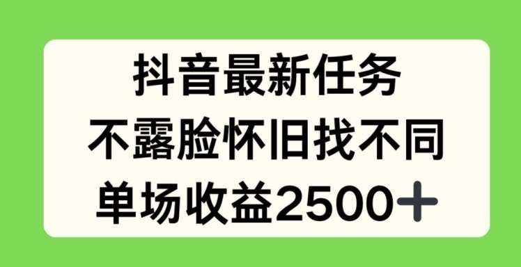 抖音最新任务，不露脸怀旧找不同，单场收益2.5k【揭秘】-讯领网创