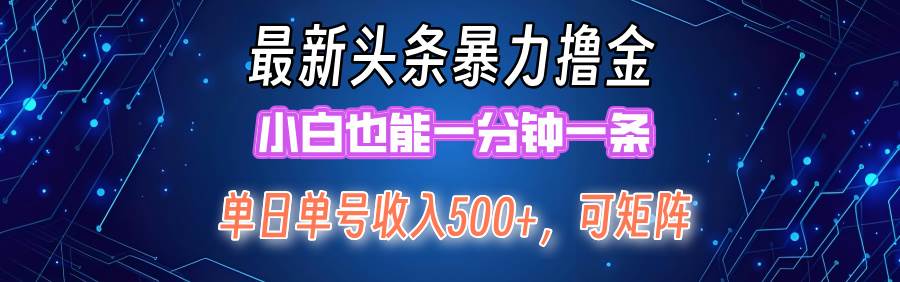 （12380期）最新暴力头条掘金日入500+，矩阵操作日入2000+ ，小白也能轻松上手！-讯领网创