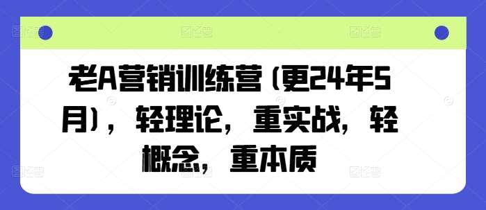 老A营销训练营(更24年7月)，轻理论，重实战，轻概念，重本质-讯领网创