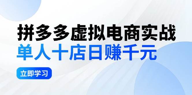 （12326期）拼夕夕虚拟电商实战：单人10店日赚千元，深耕老项目，稳定盈利不求风口-讯领网创