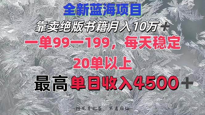 （12512期）靠卖绝版书籍月入10W+,一单99-199，一天平均20单以上，最高收益日入4500+-讯领网创