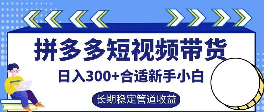 拼多多短视频带货日入300+有长期稳定被动收益，合适新手小白【揭秘】-讯领网创