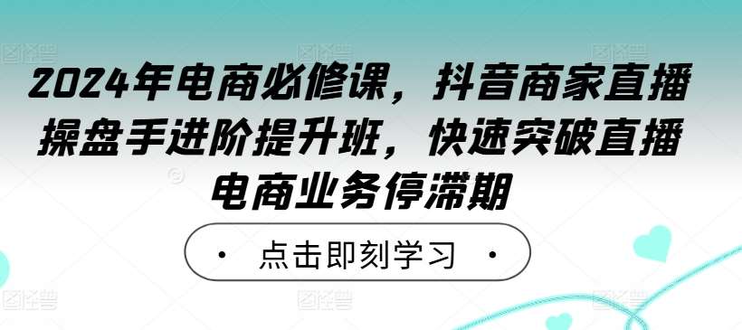 2024年电商必修课，抖音商家直播操盘手进阶提升班，快速突破直播电商业务停滞期-讯领网创