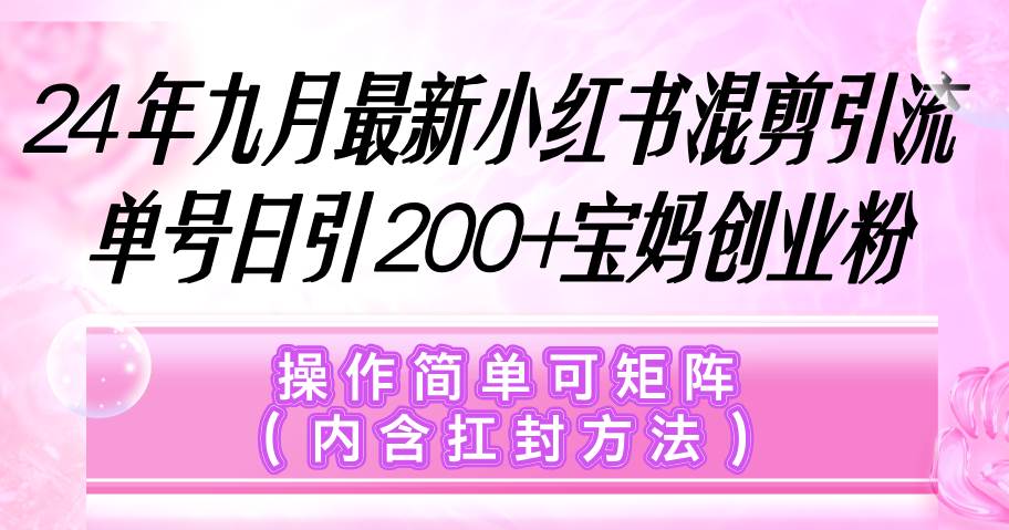 （12530期）小红书混剪引流，单号日引200+宝妈创业粉，操作简单可矩阵（内含扛封…-讯领网创