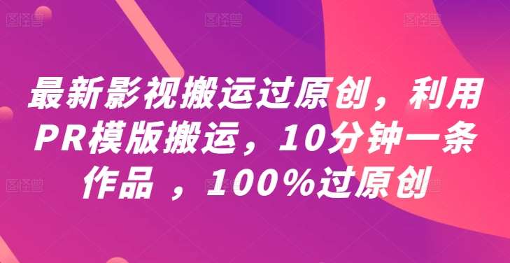 最新影视搬运过原创，利用PR模版搬运，10分钟一条作品 ，100%过原创【教程+PR模板】-讯领网创