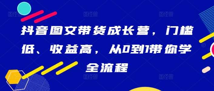 抖音图文带货成长营，门槛低、收益高，从0到1带你学全流程-讯领网创