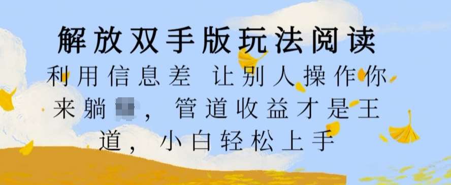 解放双手版玩法阅读，利用信息差让别人操作你来躺Z，管道收益才是王道，小白轻松上手【揭秘】-讯领网创