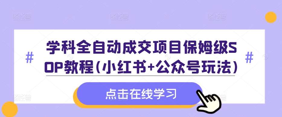 学科全自动成交项目保姆级SOP教程(小红书+公众号玩法)含资料-讯领网创