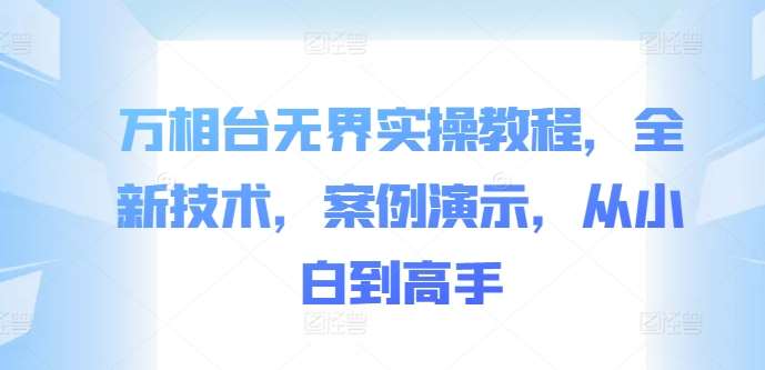 万相台无界实操教程，全新技术，案例演示，从小白到高手-讯领网创