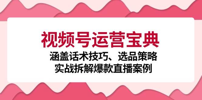 （12808期）视频号运营宝典：涵盖话术技巧、选品策略、实战拆解爆款直播案例-讯领网创