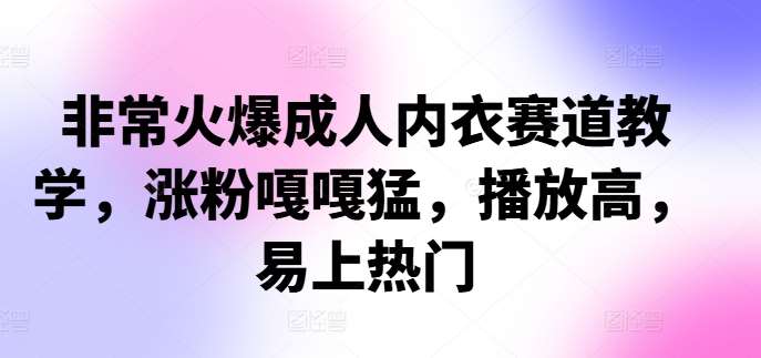 非常火爆成人内衣赛道教学，​涨粉嘎嘎猛，播放高，易上热门-讯领网创