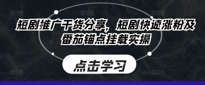 短剧推广干货分享，短剧快速涨粉及番茄锚点挂载实操-讯领网创