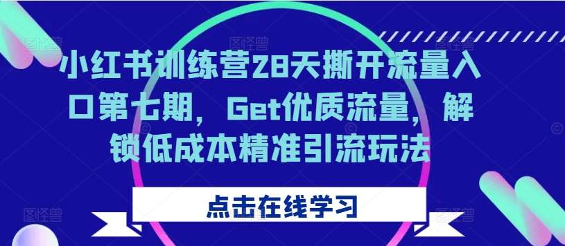 小红书训练营28天撕开流量入口第七期，Get优质流量，解锁低成本精准引流玩法-讯领网创