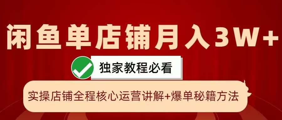 闲鱼单店铺月入3W+实操展示，爆单核心秘籍，一学就会【揭秘】-讯领网创