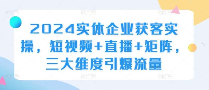 2024实体企业获客实操，短视频+直播+矩阵，三大维度引爆流量-讯领网创