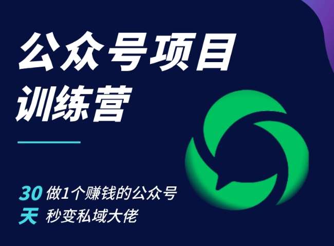 公众号项目训练营，30天做1个赚钱的公众号，秒变私域大佬-讯领网创