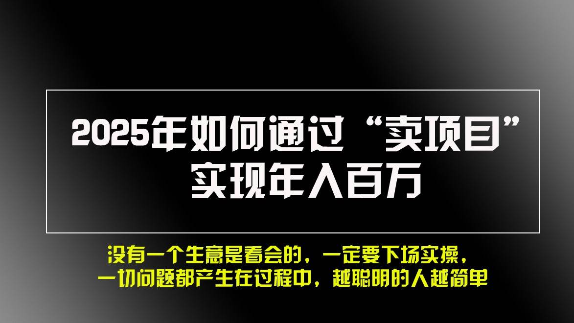 2025年如何通过“卖项目”实现年入百万-讯领网创