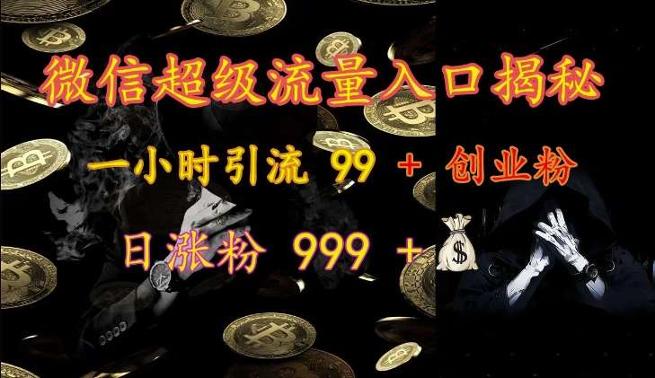 微信超级流量入口揭秘：一小时引流 99 + 创业粉，日涨粉 999 +-讯领网创